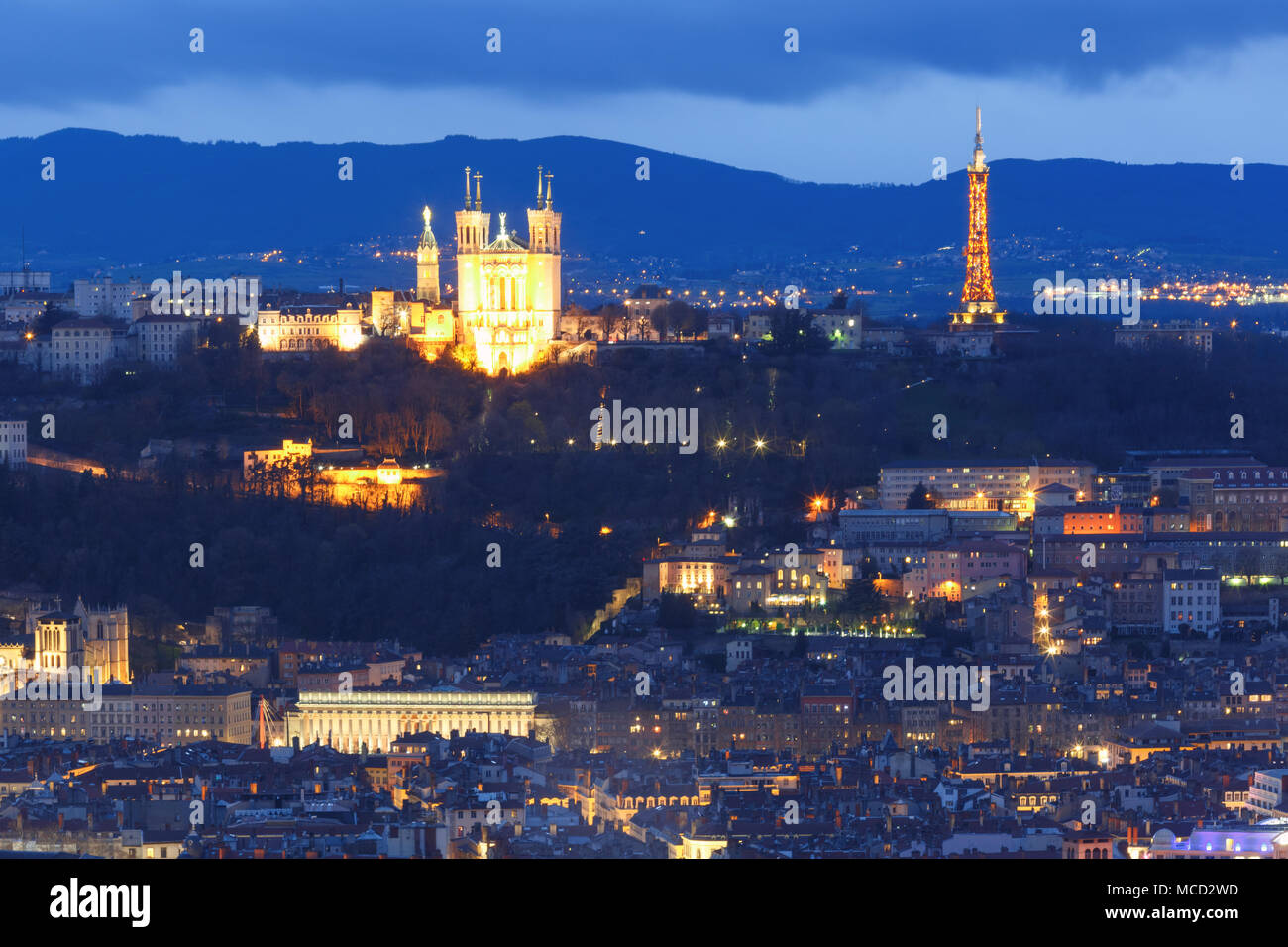 Night old town of Lyon, France Stock Photo - Alamy