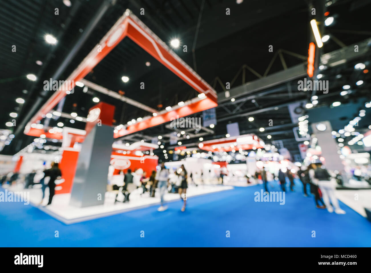 Blur, defocused background of public exhibition hall. Business tradeshow, job fair, or stock market. Organization or company event, commercial trading Stock Photo