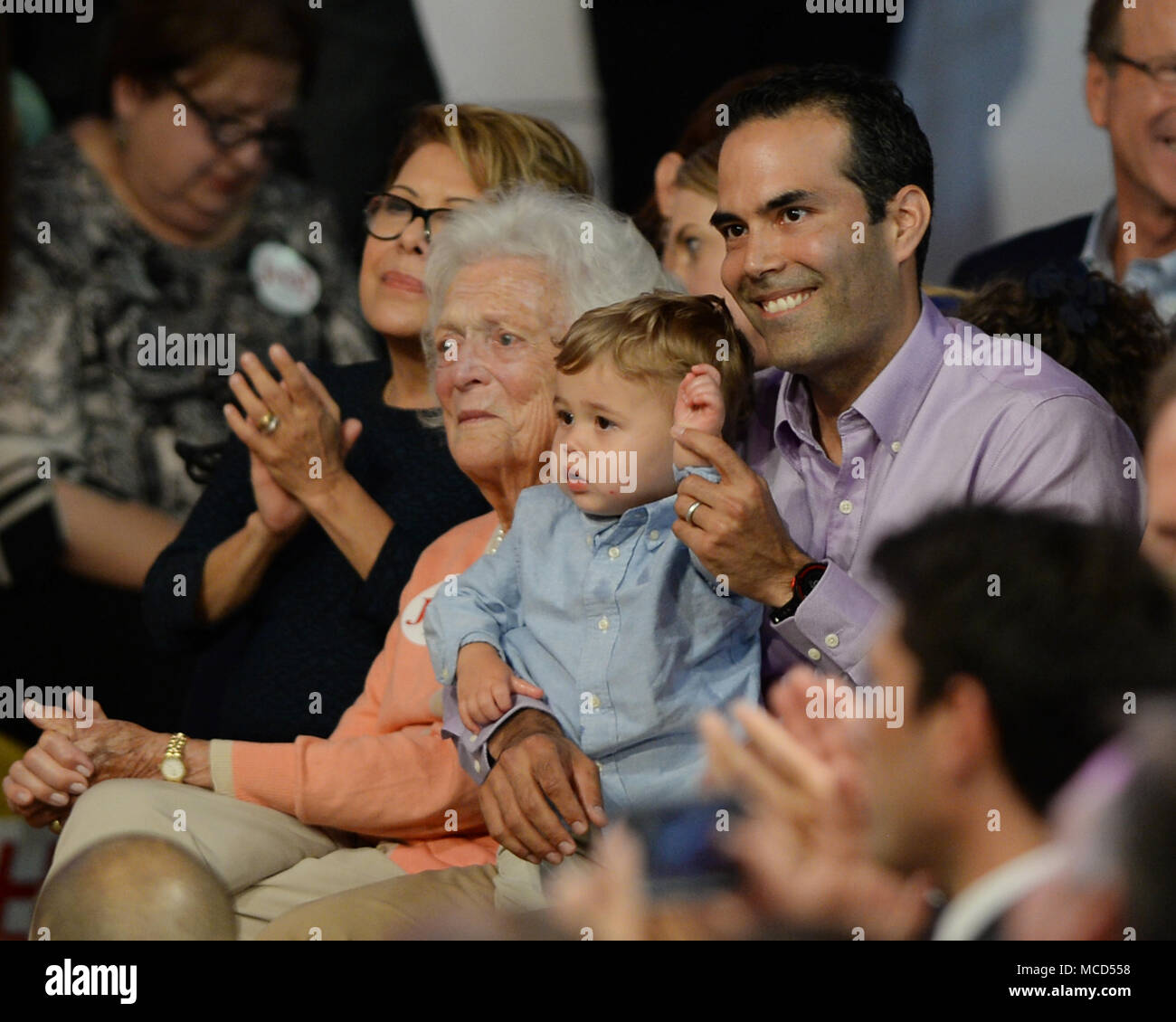 Miami, FL, USA. 15th June, 2018. Columba Bush, Barbara Bush and George P. Bush as Former Florida Governor Jeb Bush announces his candidacy for the 2016 Republican Presidential nomination during a rally at Miami Dade College on June 15, 2015 in Miami, Florida. Credit: Mpi04/Media Punch/Alamy Live News Stock Photo