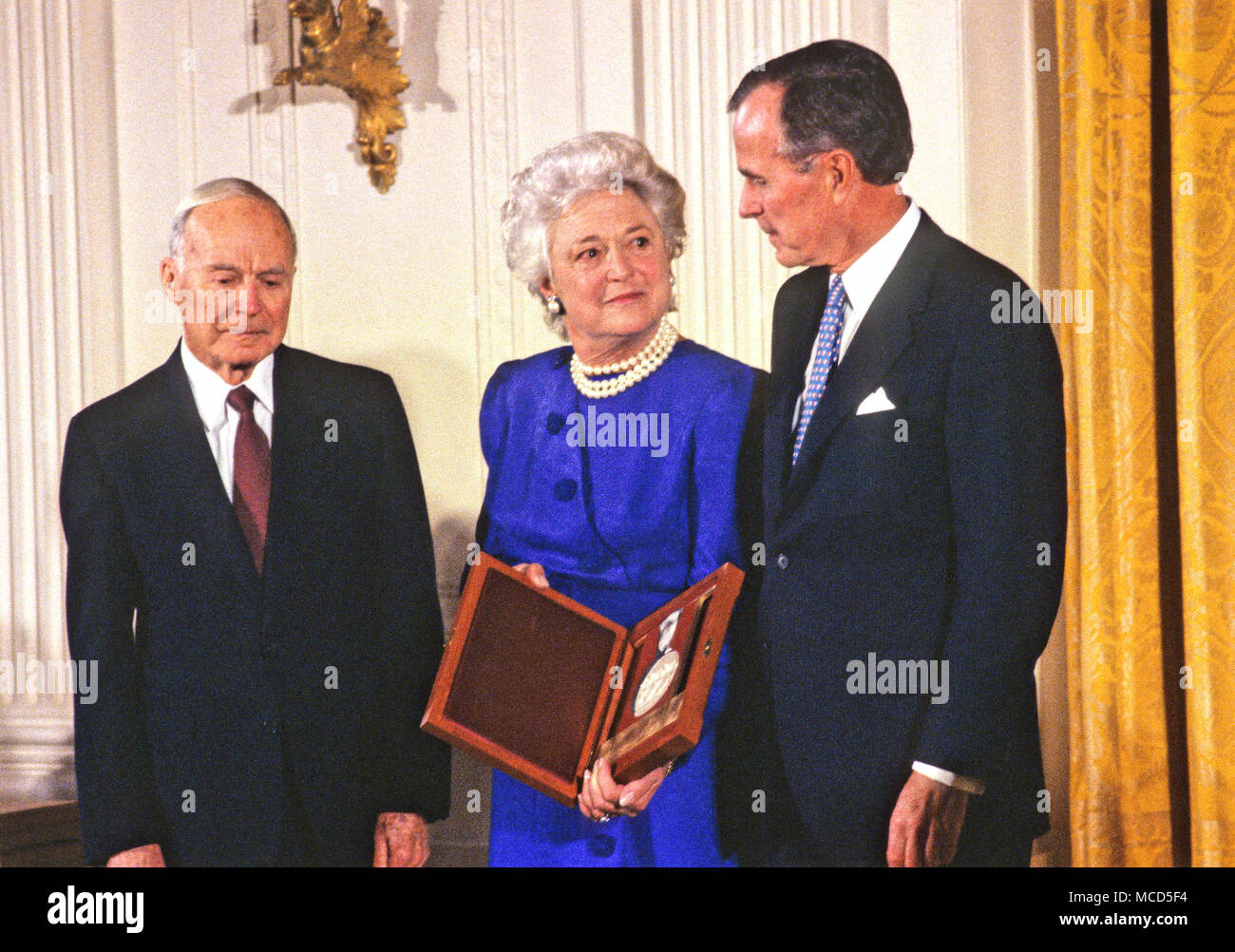 United States President H.W. Bush and first lady Barbara Bush