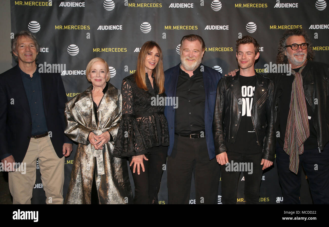 Los Angeles, Ca, USA. 15th Apr, 2018. David E. Kelley, Holland Taylor, Kelly Lynch, Brendan Gleeson, Harry Treadaway, Jack Bender, at the AT&T Audience Network Mr. Mercedes FYC Event at Hollywood Forever Cemetery in Los Angeles, California on April 15, 2018. Credit: Faye Sadou/Media Punch/Alamy Live News Stock Photo