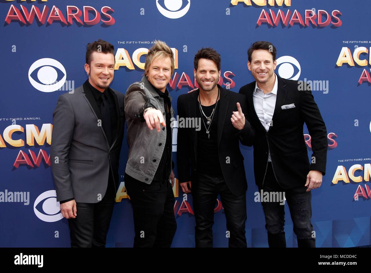 Parmalee at arrivals for 53rd Academy of Country Music (ACM) Awards - Arrivals 2, MGM Grand Garden Arena, Las Vegas, NV April 15, 2018. Photo By: JA/Everett Collection Stock Photo