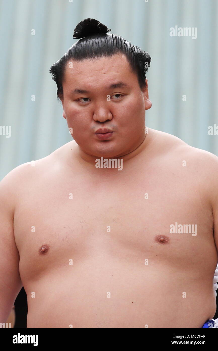 Tokyo Japan. 16th Apr, 2018. Hakuho, APRIL 16, 2018 - Sumo : Annual sumo tournament dedicated to the Yasukuni Shrine in Tokyo Japan. Credit: Sho Tamura/AFLO SPORT/Alamy Live News Stock Photo