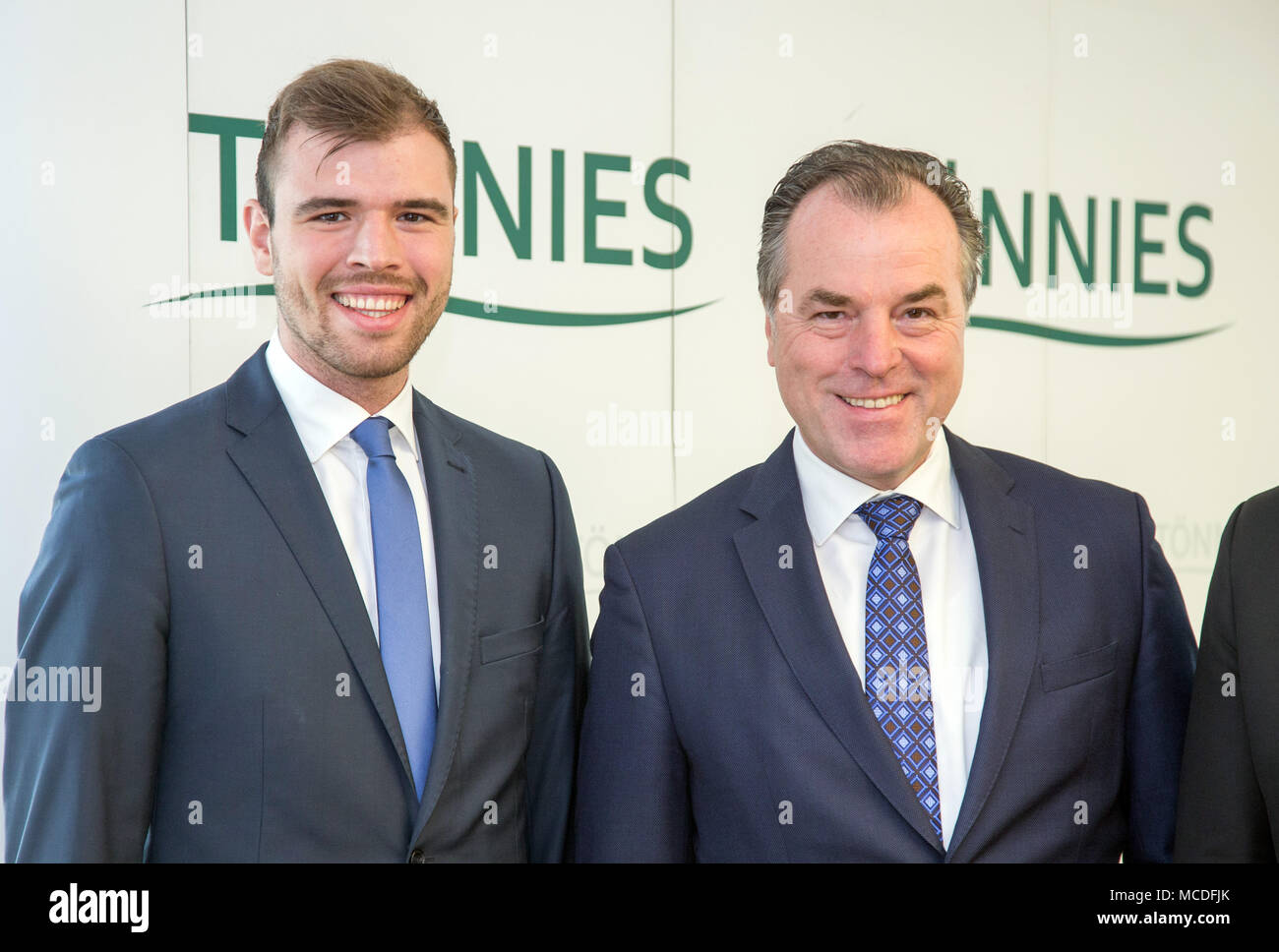16 April 2018, Germany, Rheda-Wiedenbrueck:, Clemens Toennies (r) and
