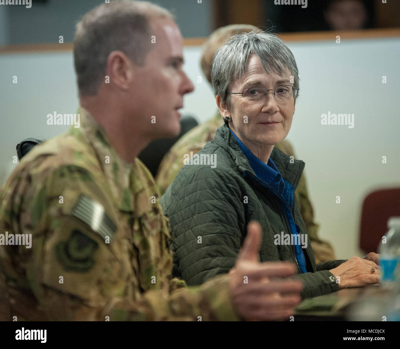Heather Col Secretary of the Air Force Heather Wilson listens to U.S. Air Force Col ...