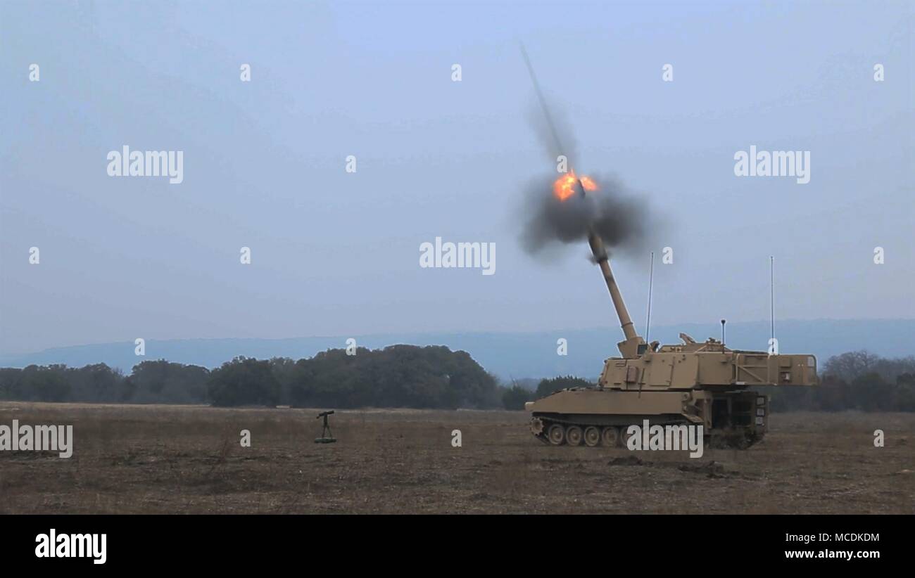 A U.S. Army M109 howitzer with Charlie Battery, 2nd Battalion, 82nd