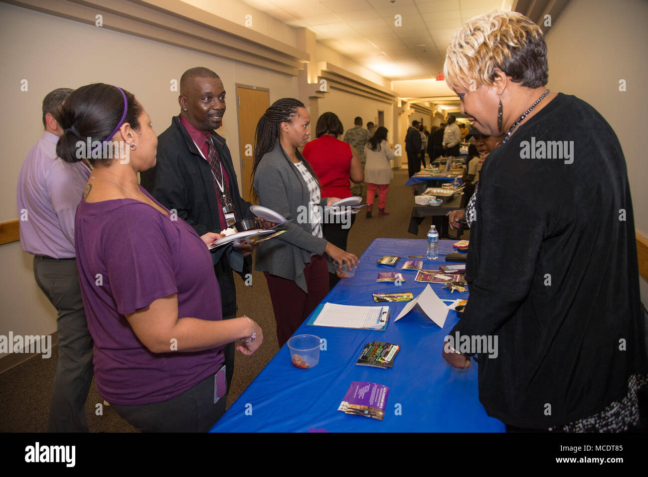 The Joint Base San Antonio Lackland African-American Heritage Committee hosts a Health & Heritage Expo during Black History month at Port San Antonio, Texas Feb. 21, 2018. The theme for this year is 'African-American in Times of War' with events including an AAHC  luncheon, youth basketball camp, health & heritage expo, gospel fest, and a Gen. 'Chappie' James memorial. (U.S. Air Force photo by Andrew C. Patterson) Stock Photo