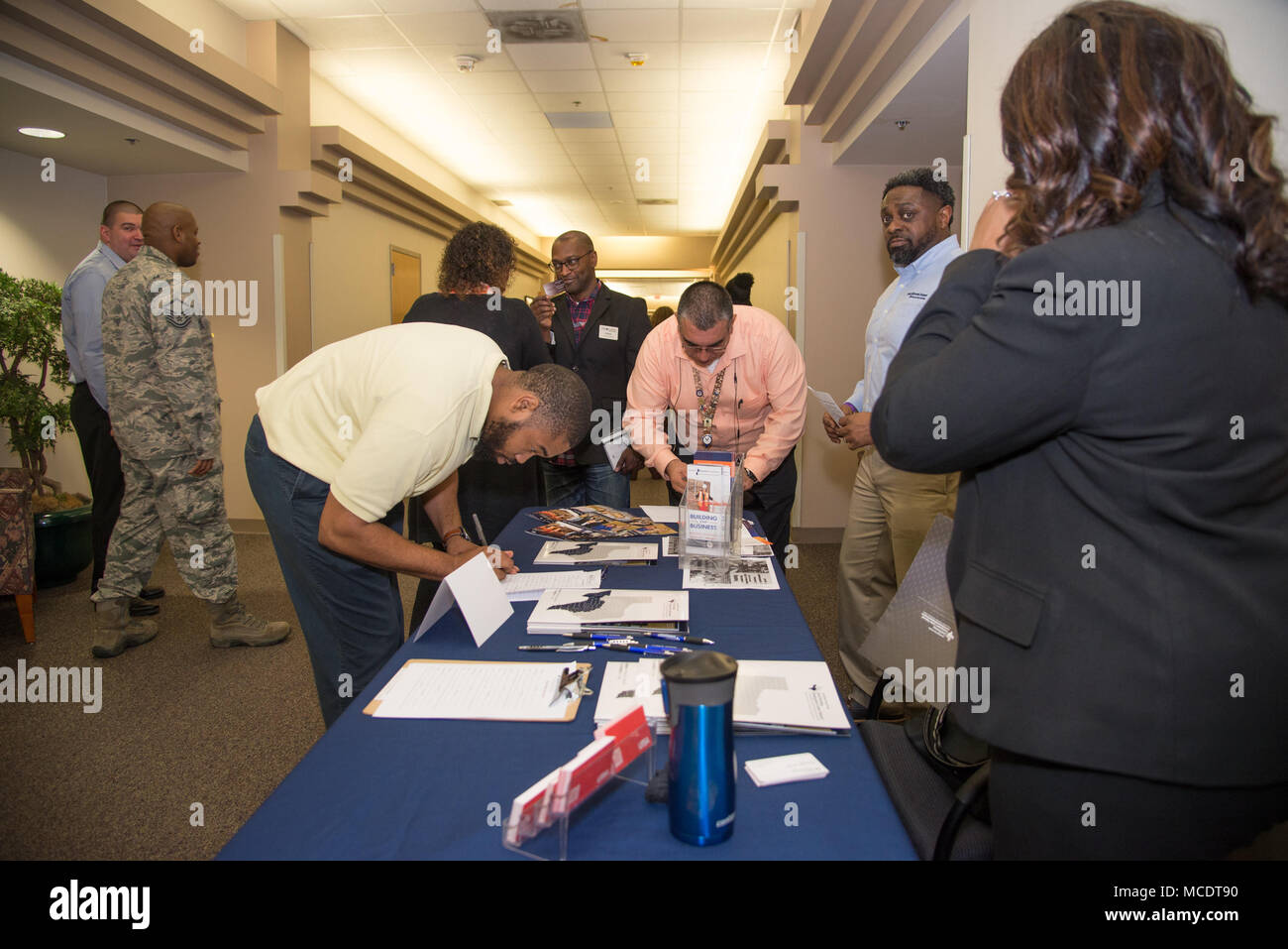 The Joint Base San Antonio Lackland African-American Heritage Committee hosts a Health & Heritage Expo during Black History month at Port San Antonio, Texas Feb. 21, 2018. The theme for this year is 'African-American in Times of War' with events including an AAHC  luncheon, youth basketball camp, health & heritage expo, gospel fest, and a Gen. 'Chappie' James memorial. (U.S. Air Force photo by Andrew C. Patterson) Stock Photo