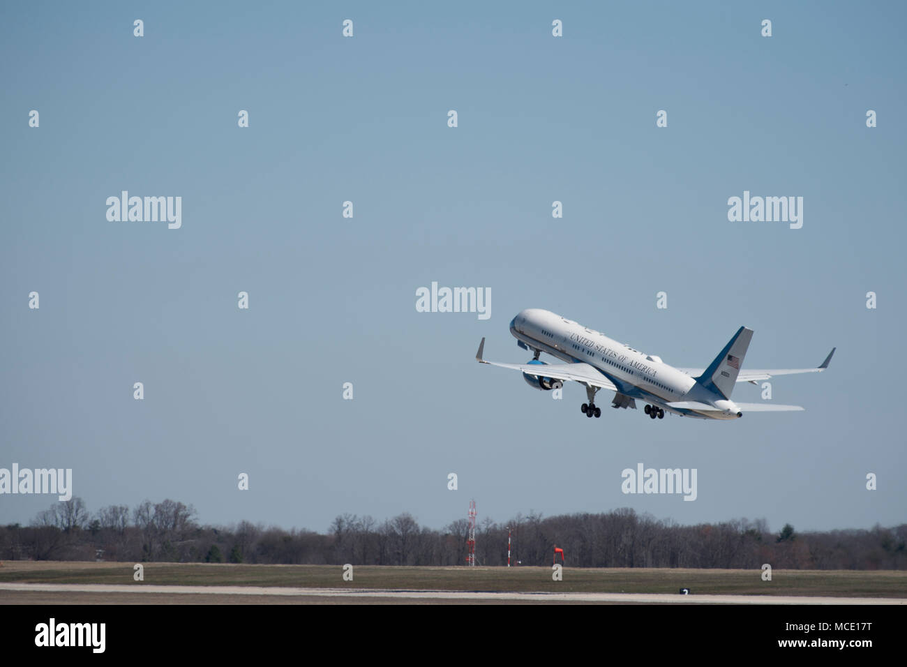 Air Force Two departs Joint Base Andrews, Feb. 27, 2018. The 89th