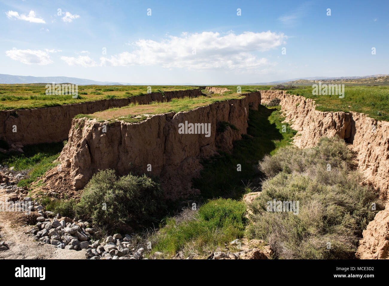 San Andreas Fault Line at the Carrizo Plain National Monument Stock Photo