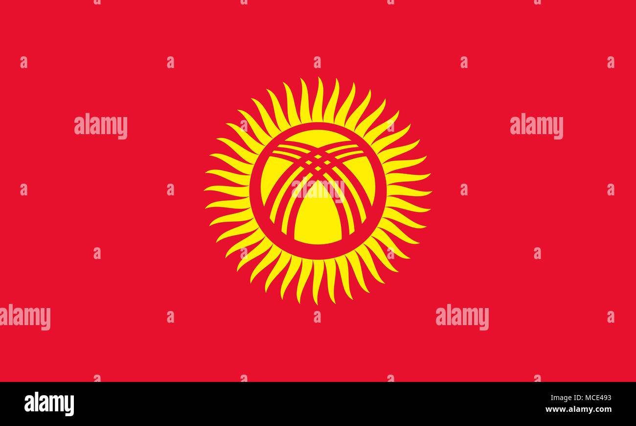 Flag of Kyrgyzstan official colors and proportions, vector image Stock Vector