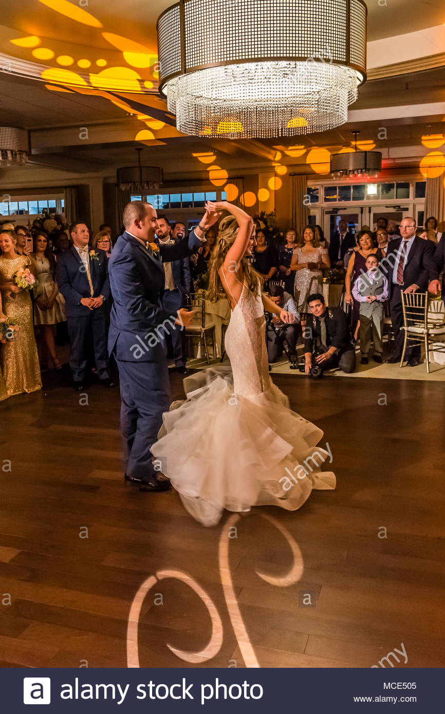 The First Dance Of A Newlywed Couple At Their Wedding Reception