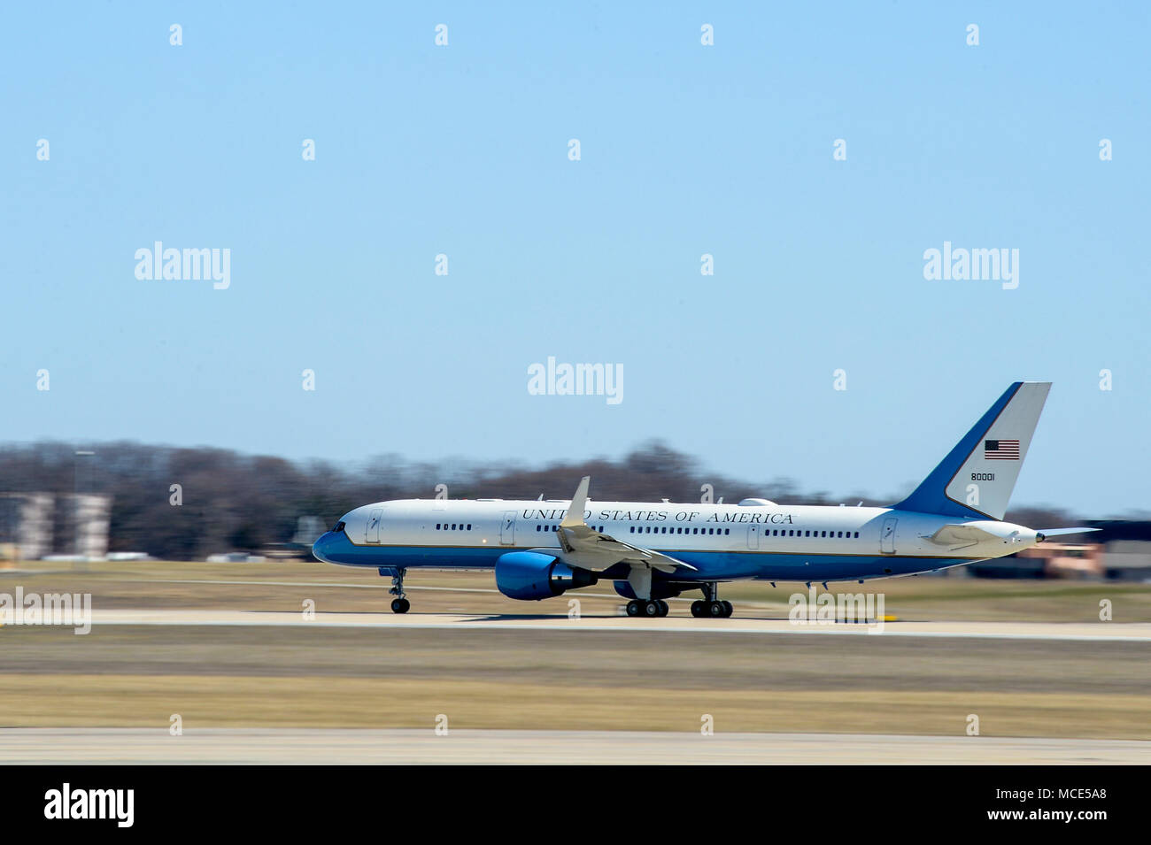 Air Force Two departs Joint Base Andrews, Feb. 27, 2018. The 89th