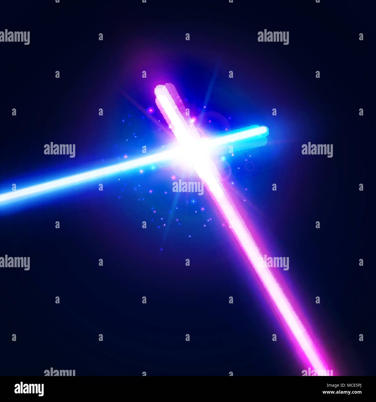 Laser sabers war. Glowing rays in space battle Stock Vector Image & Art