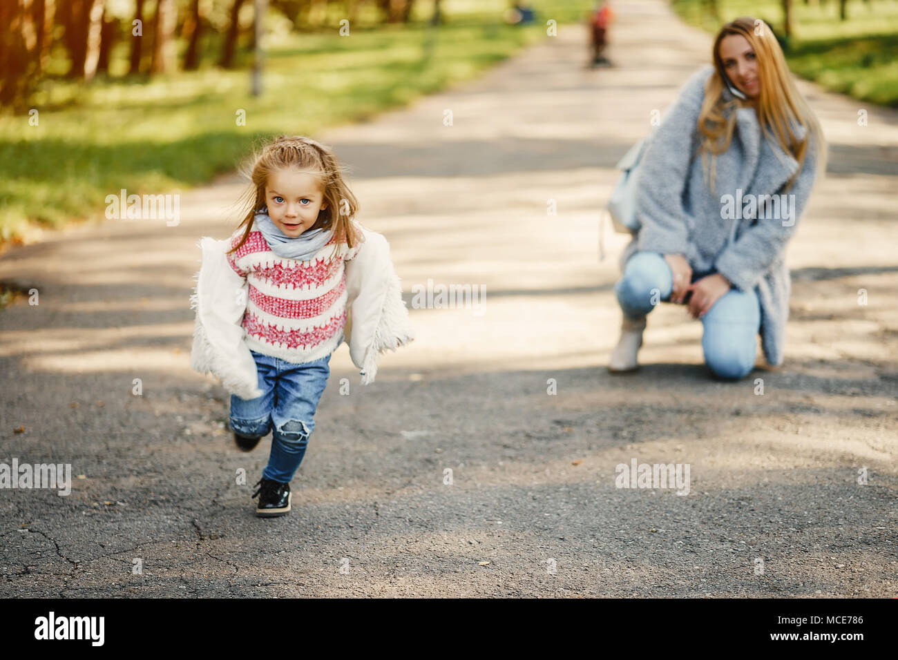 young mother with toddler Stock Photo