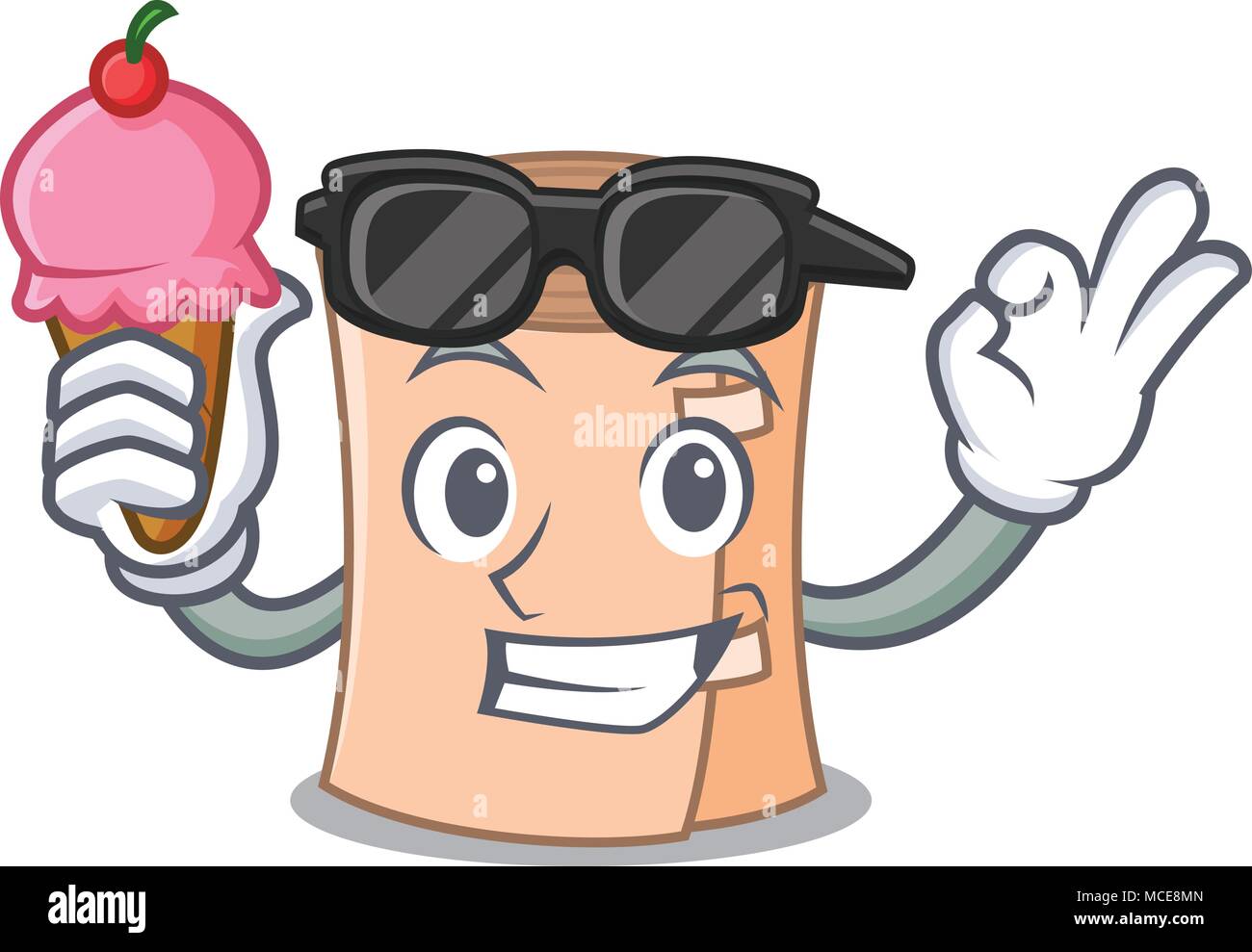 With ice cream cool medical gauze character cartoon vector illustration Stock Vector