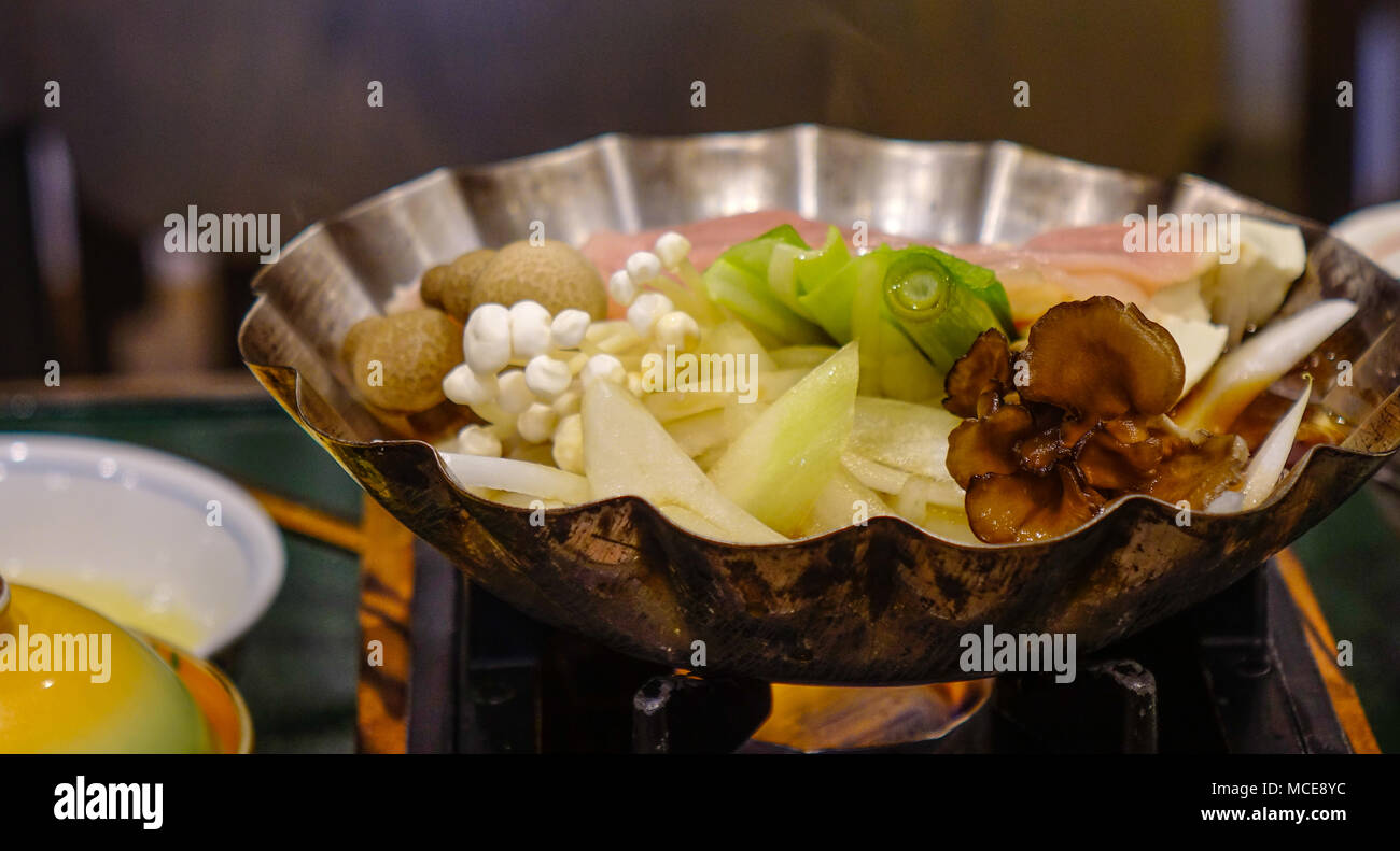 Japanese hot pot for dinner at local restaurant in Nagoya, Japan Stock