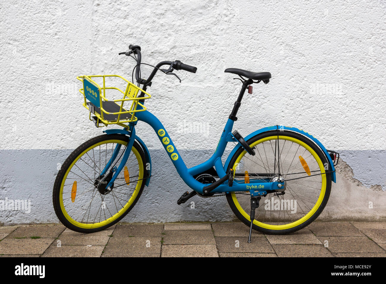 Bicycle of cycle hire scheme Byke, Mülheim an der Ruhr, Ruhr Area, North Rhine-Westphalia, Germany Stock Photo