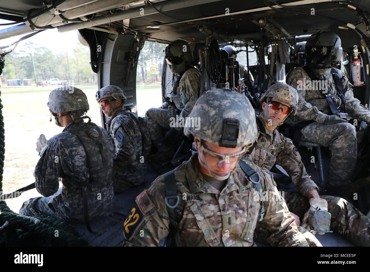 U.S. Army Rangers prepare to repel from a helicopter during the Best ...