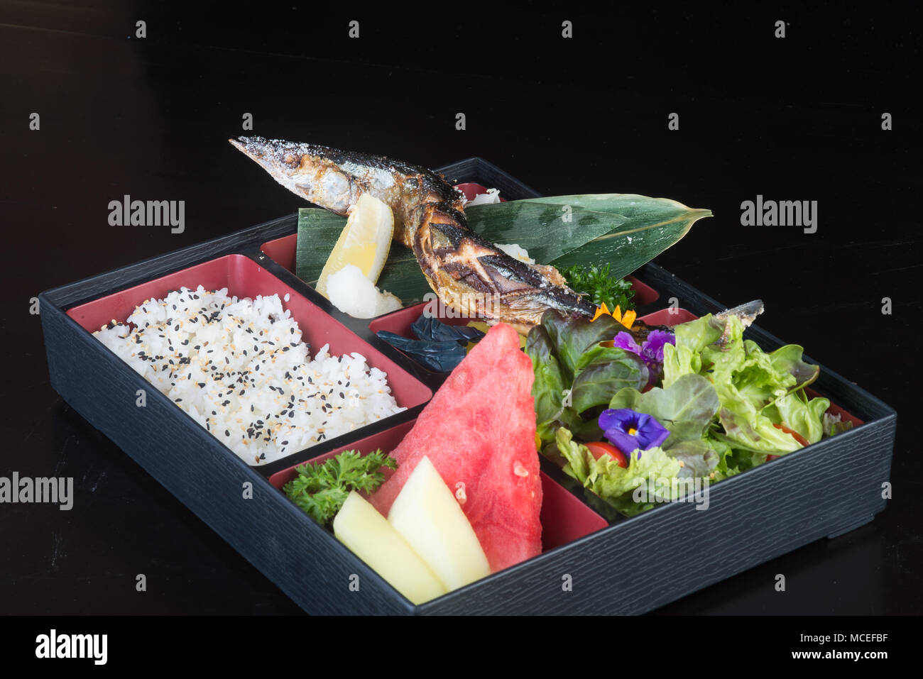 japanese cuisine. lunch box set on a background Stock Photo - Alamy