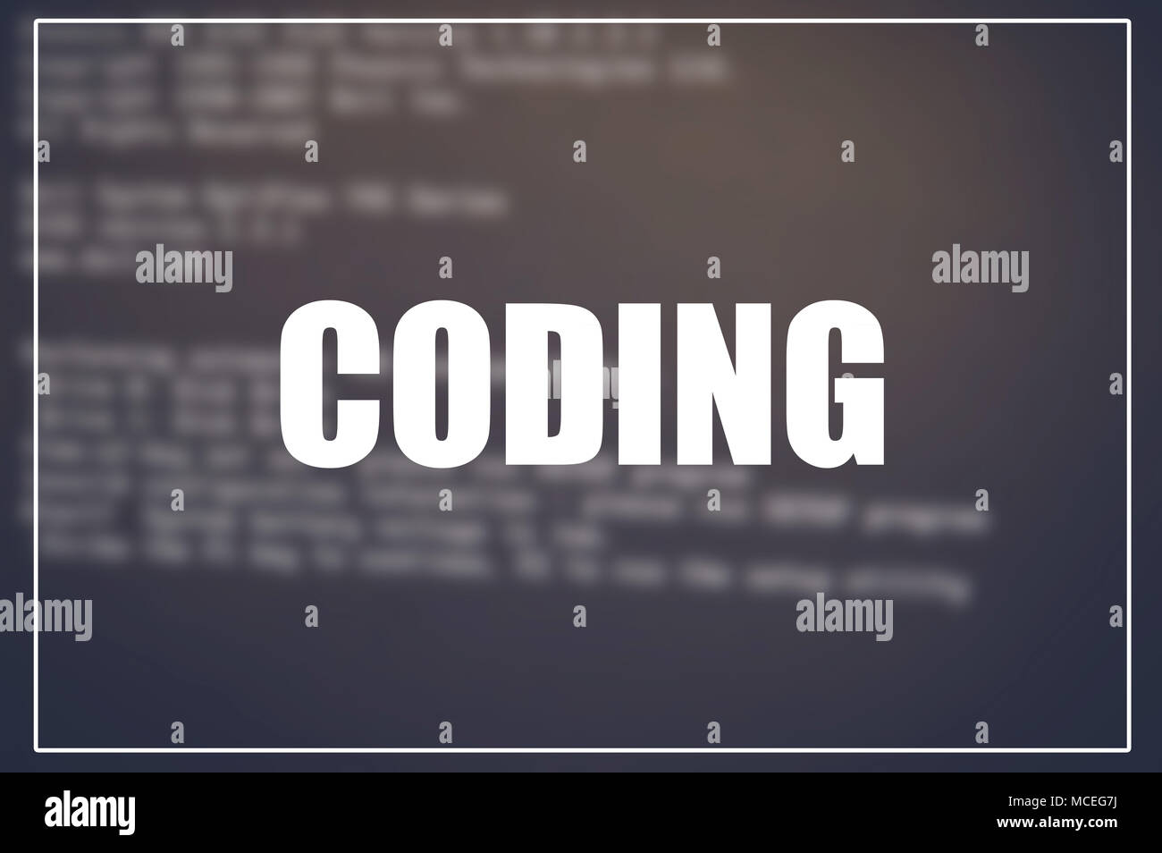 Coding word with business blurring background Stock Photo - Alamy image.