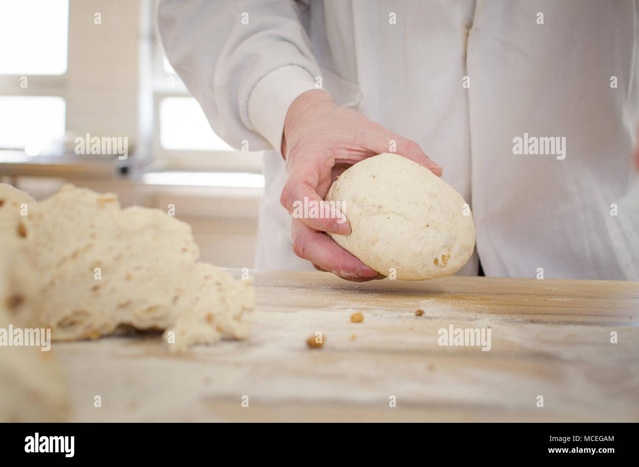 Industrial cooking of popular classical dumplings. Stock Photo