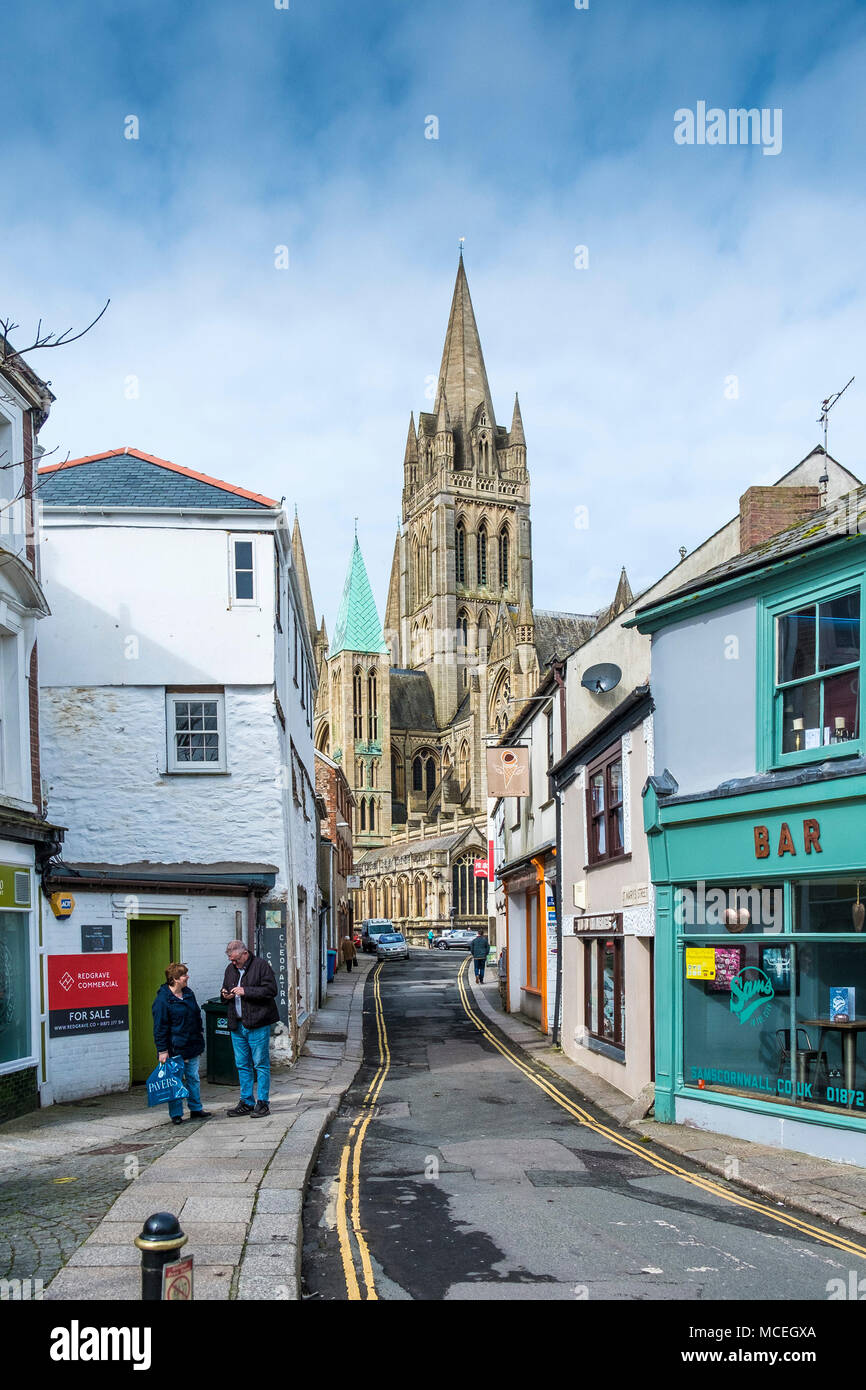 A street scene in Truro City in Cornwall. Stock Photo