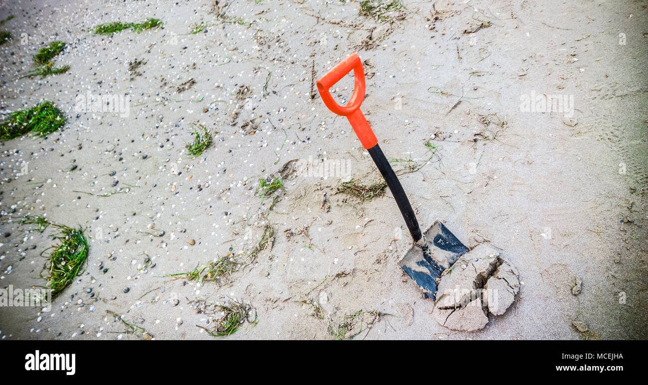 spade in ground (PS changes) Stock Photo