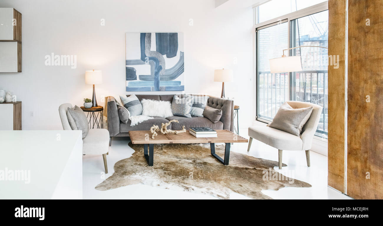 Interior of modern furnished living room Stock Photo Alamy