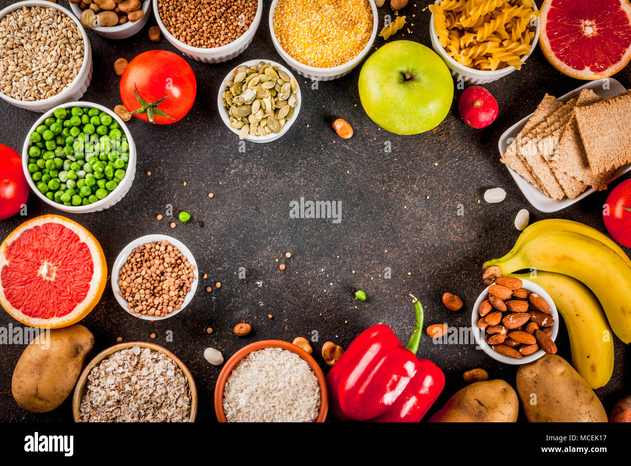 Diet Food Background Concept Healthy Carbohydrates Carbs Products Fruits Vegetables Cereals Nuts Beans Dark Blue Concrete Background Copy Sp Stock Photo Alamy Diet Food Background Concept Healthy Carbohydrates Carbs Products Fruits Vegetables Cereals Nuts Beans Dark Blue Concrete Background Copy Sp Stock Photo Alamy