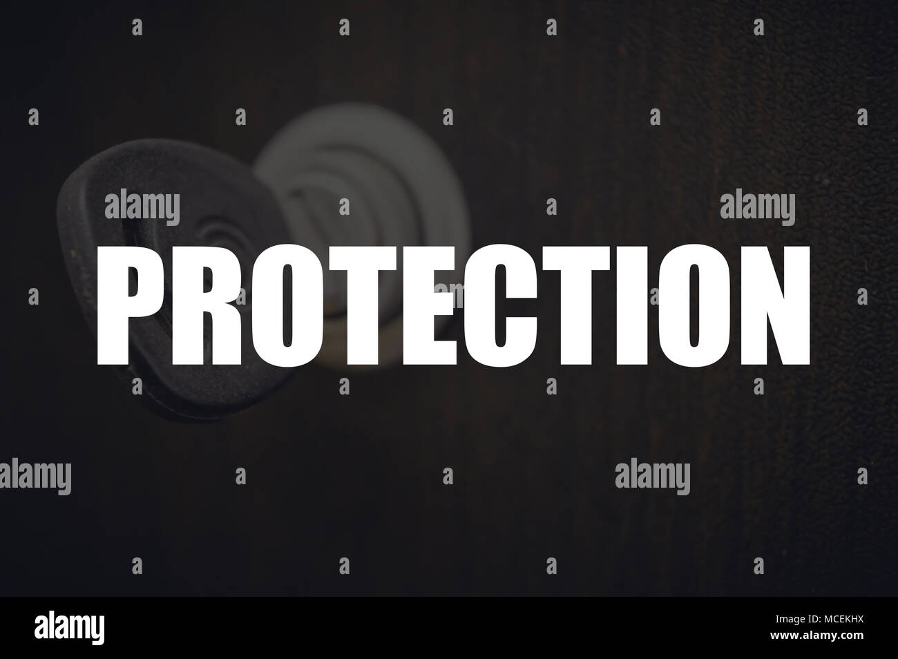 Protection word with blurring business background Stock Photo Alamy