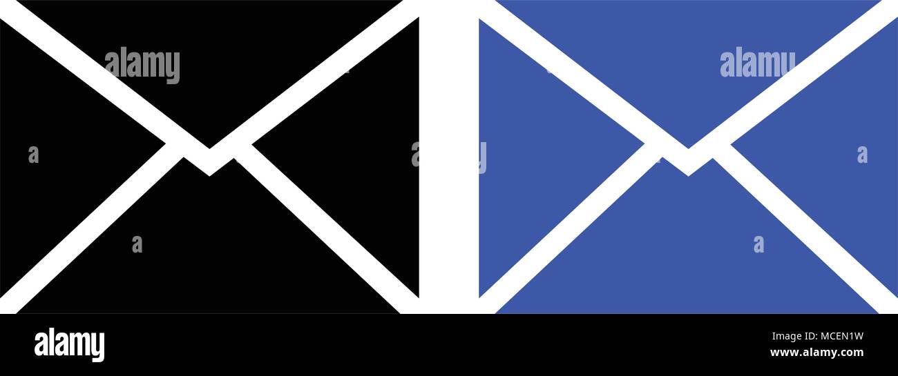 envelope icon. vector illustration. Black and Blue color Stock Vector