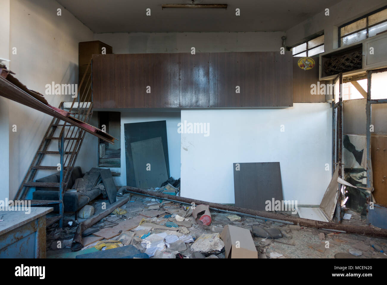 Dirty abandoned house, Heraklion, Greece Stock Photo