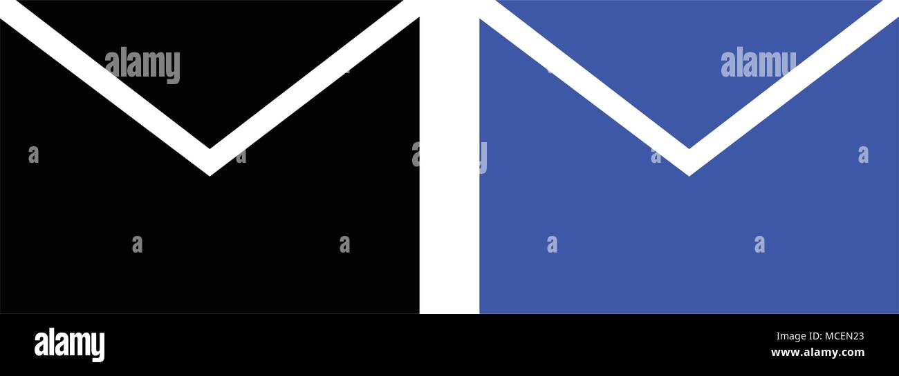 envelope icon. vector illustration. Black and Blue color Stock Vector
