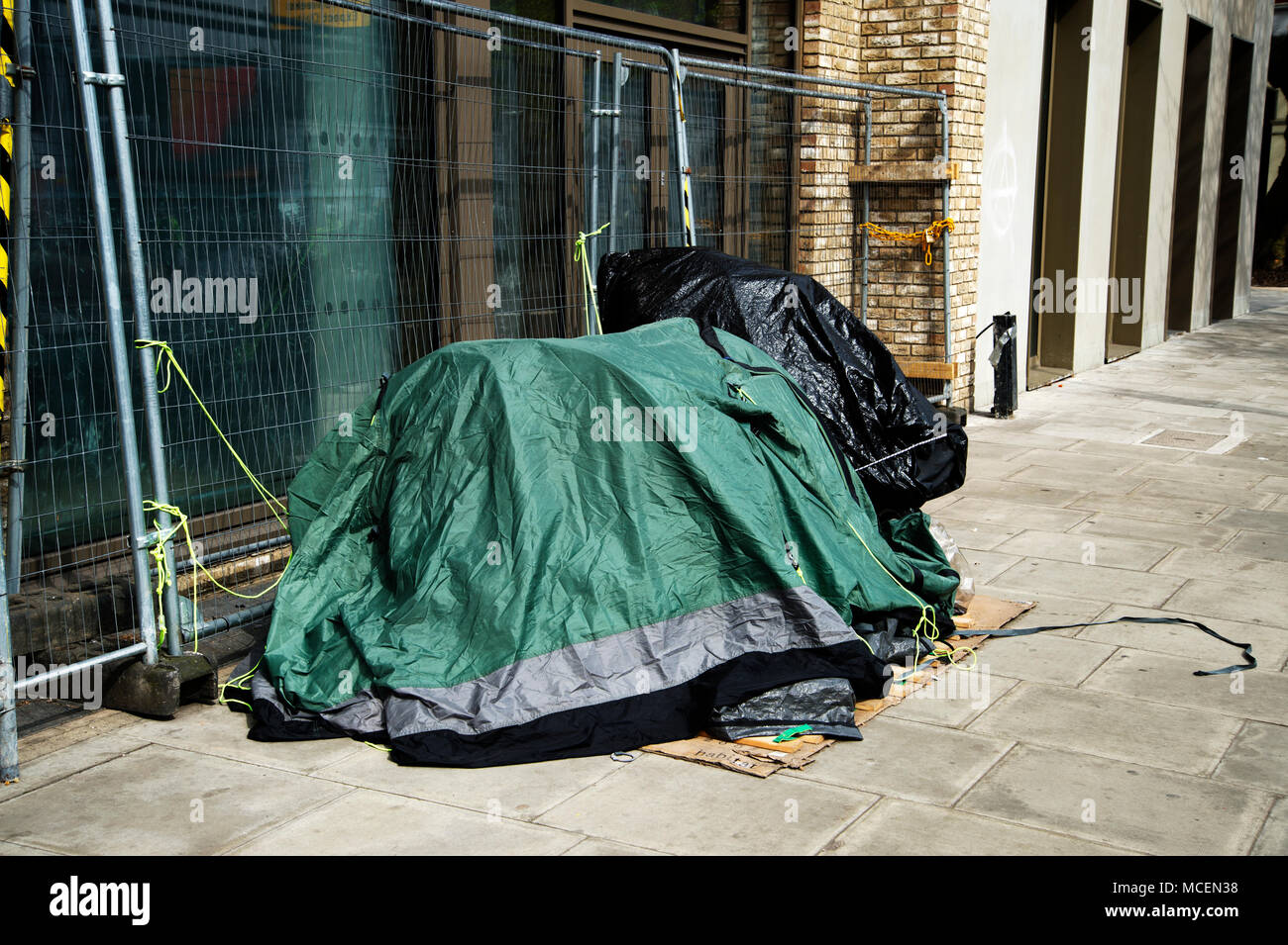 Hackney,London. Homelessness. Camping on Mare street Stock Photo