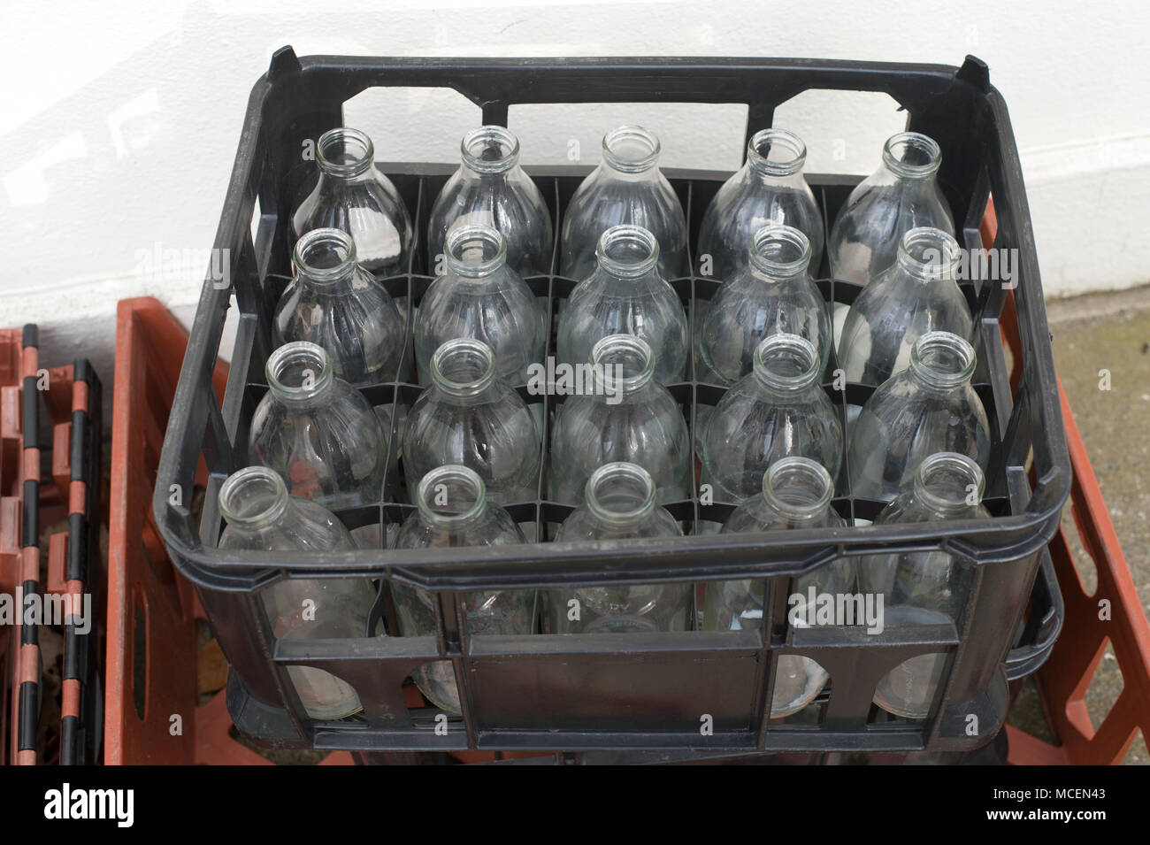 Crate of empty milk bottles hires stock photography and images Alamy