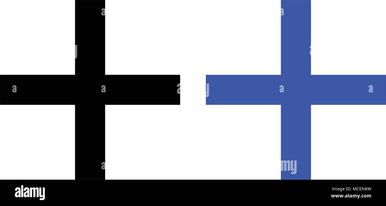 Plus flat icon. vector illustration. Black and Blue color Stock Vector