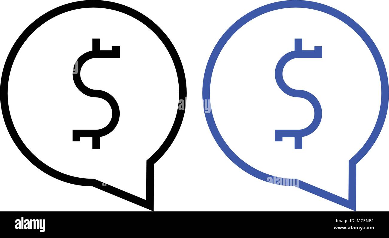 Money messages icon. vector illustration. Black and Blue color Stock Vector