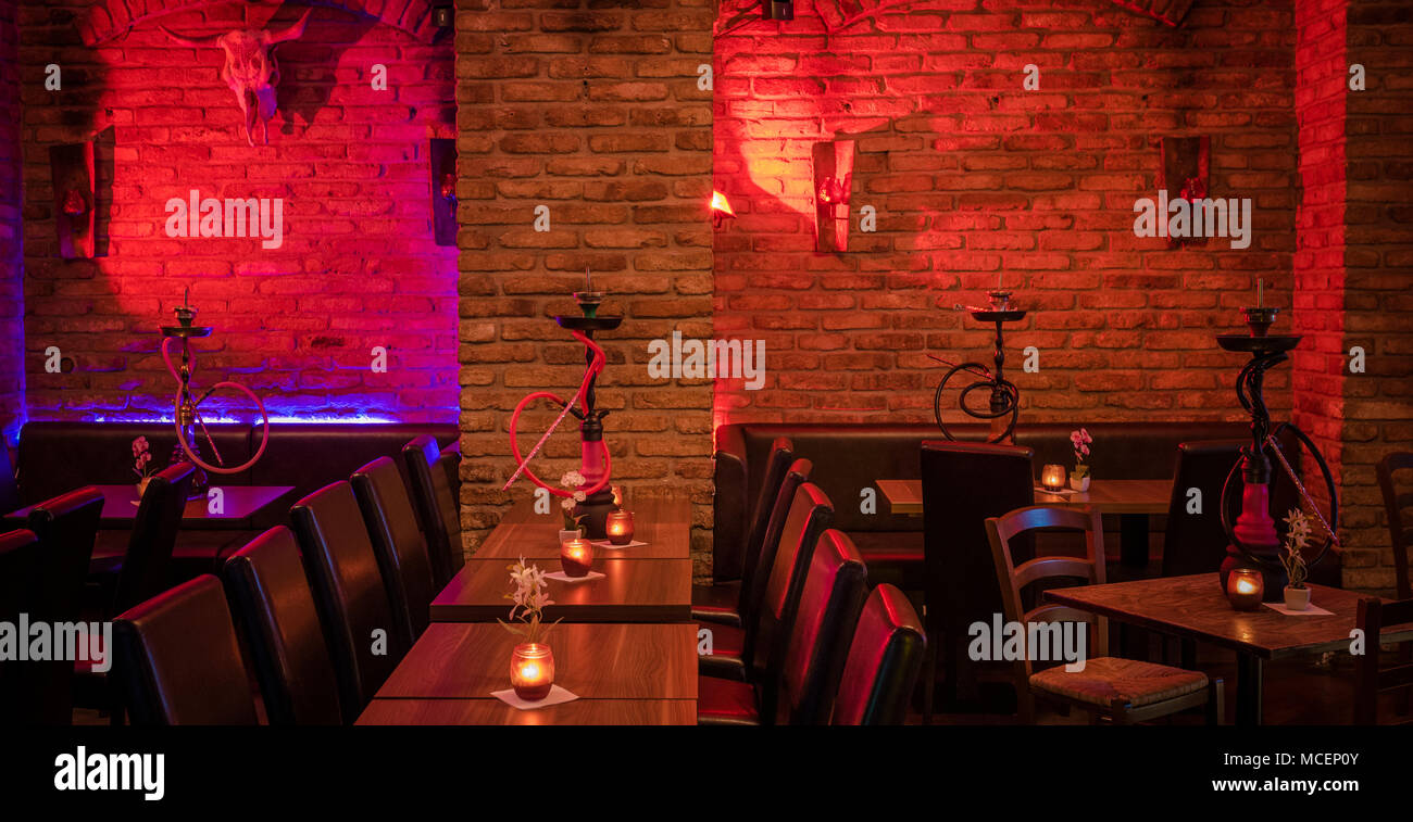 Shisha Hookah Pipes in a Lounge Bar Stock Photo - Alamy