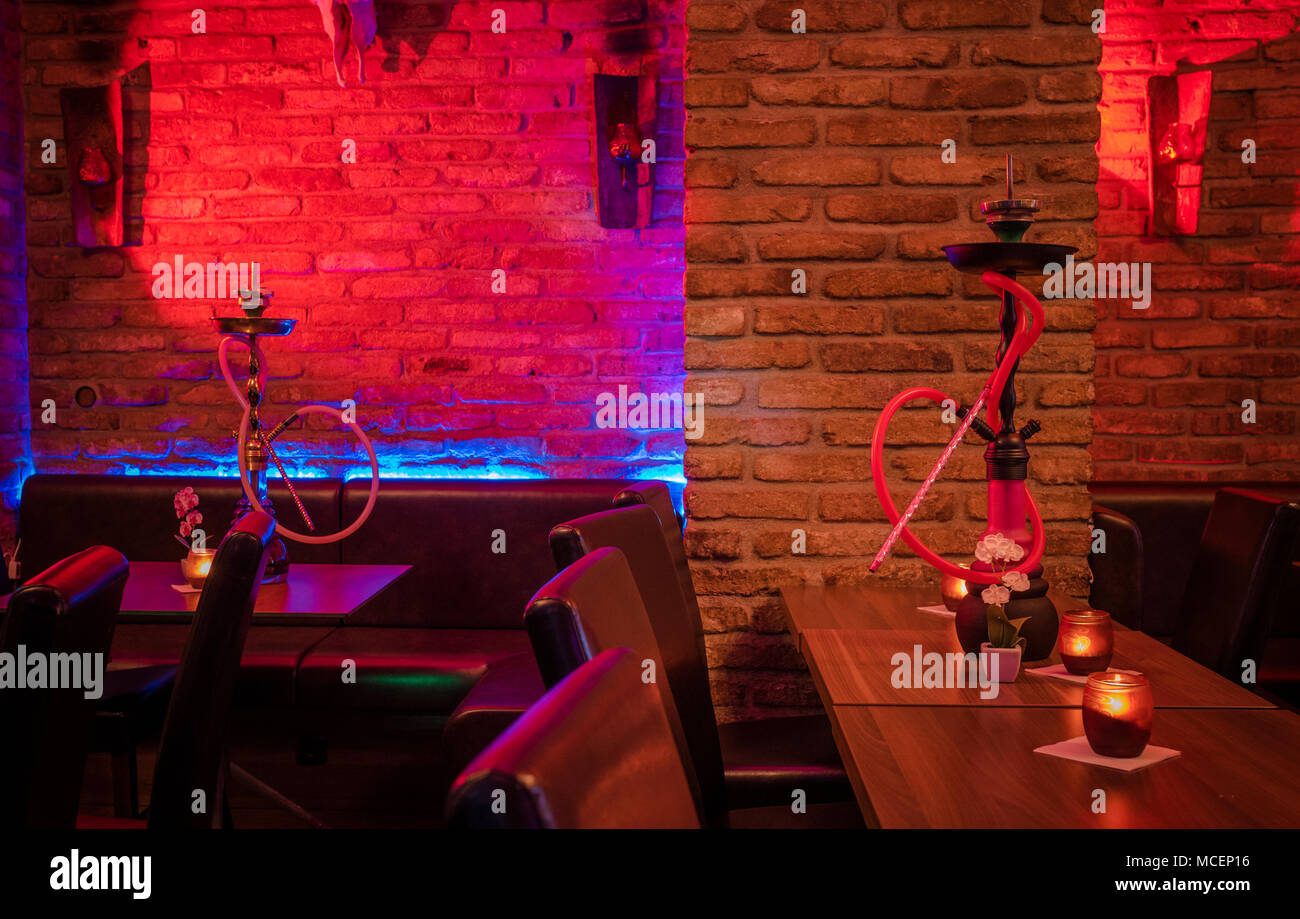 Shisha Hookah Pipes in a Lounge Bar Stock Photo Alamy