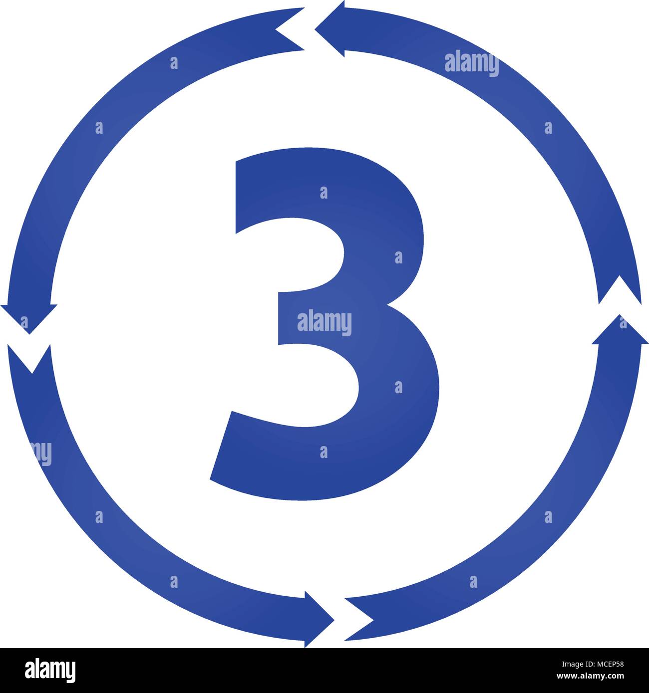 Number 3 sign turn icon. vector illustration. flat style Stock Vector