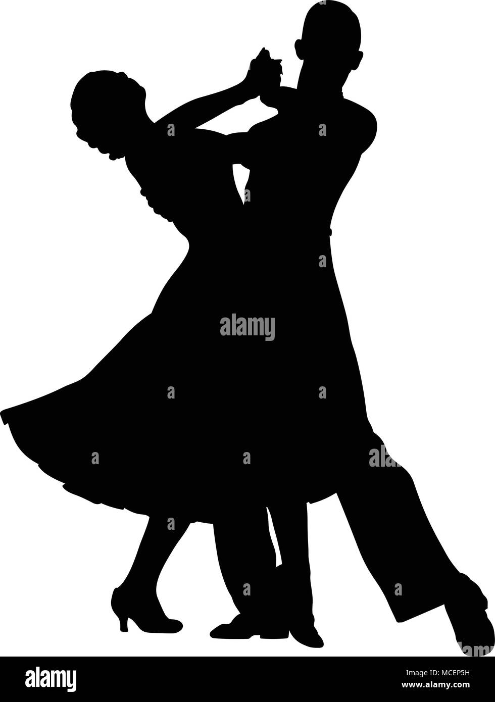 Couple Of Dancers Black Silhouette On Competition In