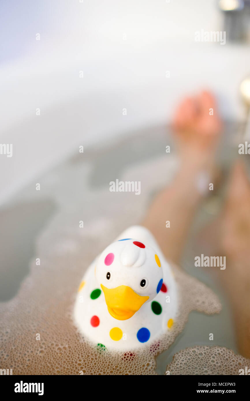 Yellow Rubber Duck In Bubble High Resolution Stock Photography and