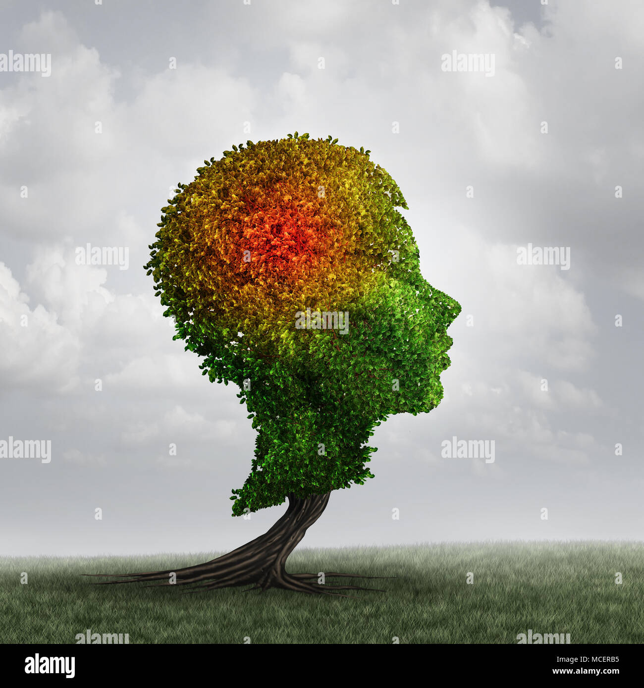 Autism and autistic child diagnosis disorder as a neurology disorder syndrome and a mental health spectrum concept as with 3D illustration elements. Stock Photo