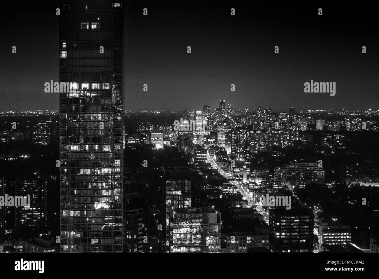 View of Toronto City at night, Canada Stock Photo