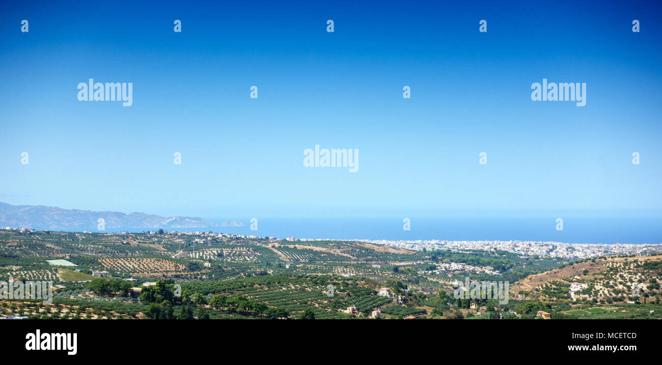 Scenic view of Crete Island and landscape against sky, Heraklion, Greece Stock Photo