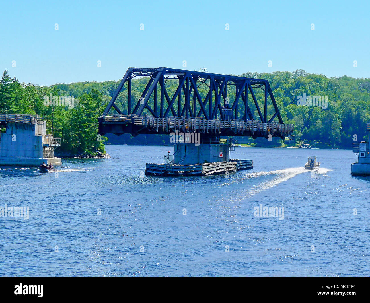 Georgian Bay. Rose Point Swing Bridge. Stock Photo