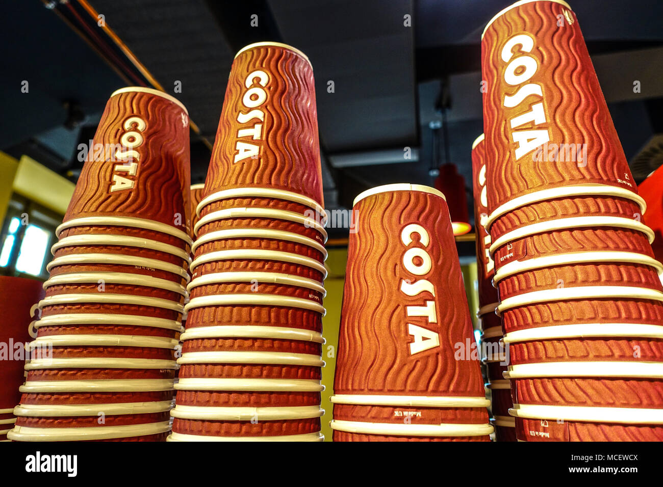 Costa coffee cups Stock Photo
