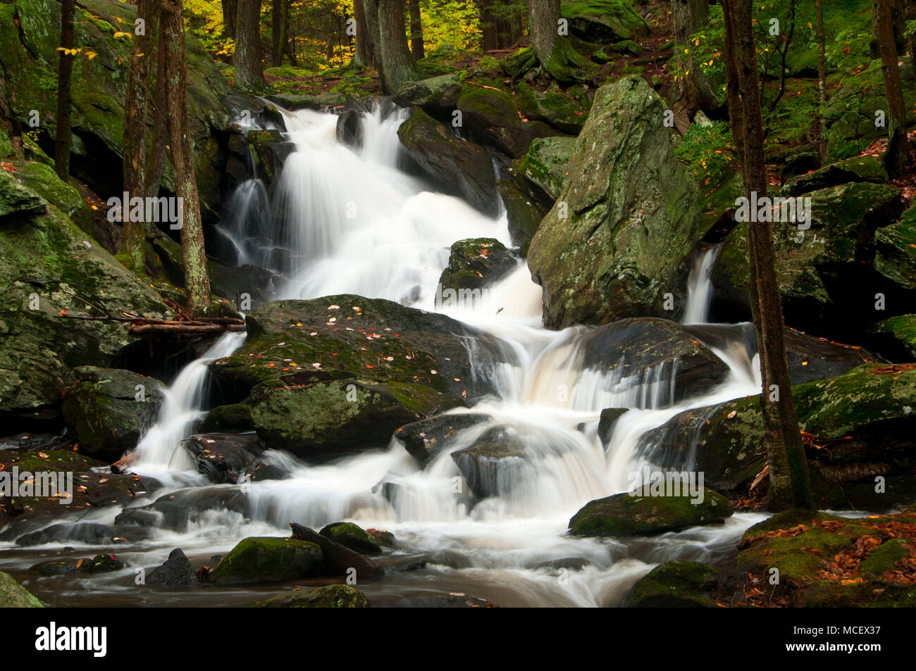 Buttermilk Falls, Buttermilk Falls Preserve, Connecticut Stock Photo