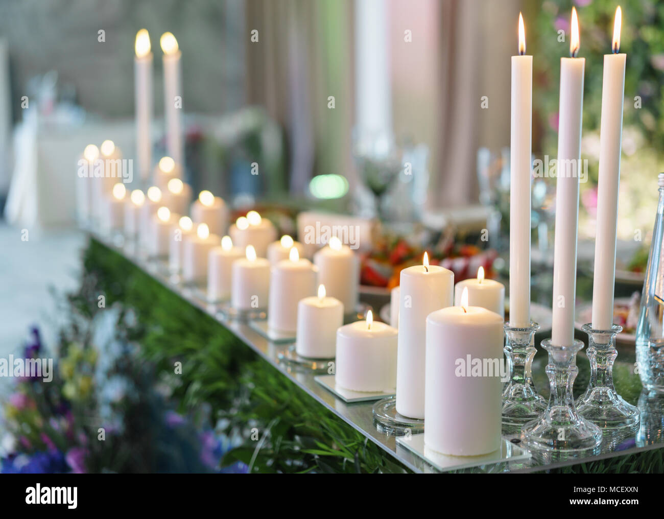 long burning candles for wedding reception
